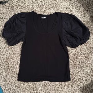 NWOT black top with puff sleeves
